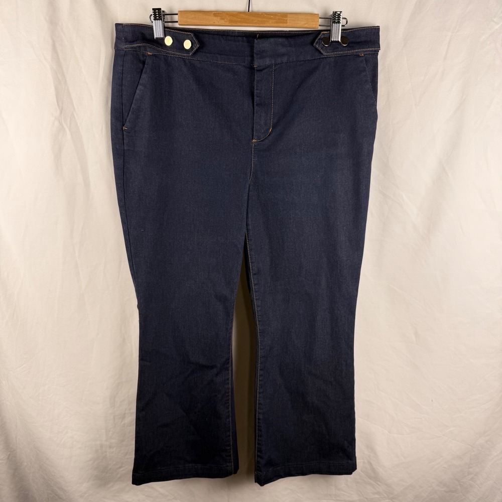 Chicos The Platinum Cropped Dark Denim Trouser 12 Preppy Coastal Quiet Luxury‎